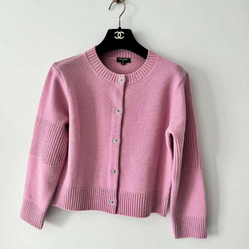 Chanel Pink Cashmere Cardigan - Size 38